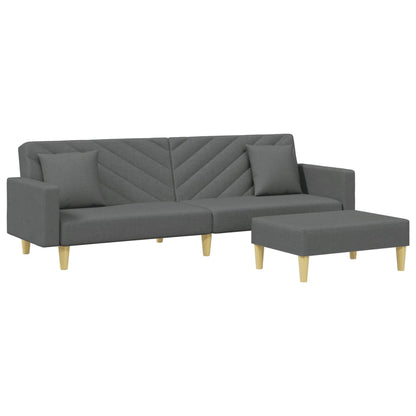 2-Seater Sofa Bed With Pillows And Footstool Fabric