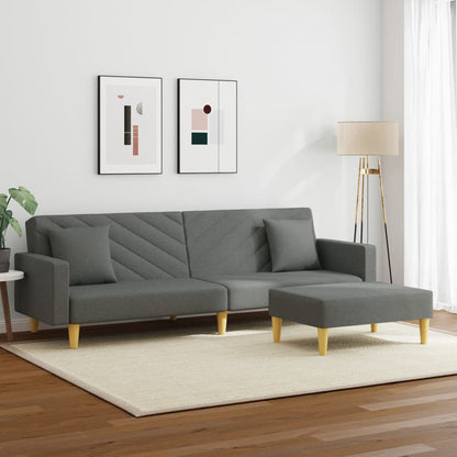 2-Seater Sofa Bed With Pillows And Footstool Fabric