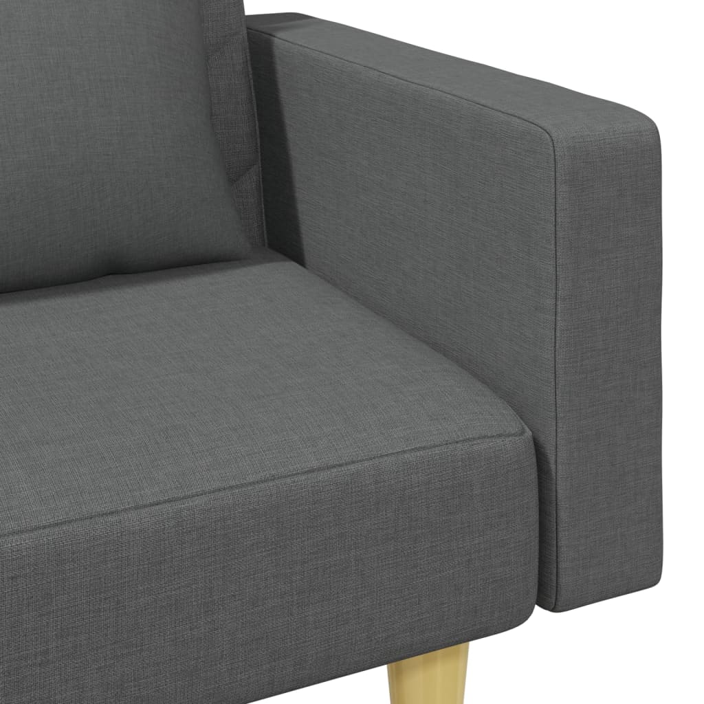 2-Seater Sofa Bed With Pillows And Footstool Fabric