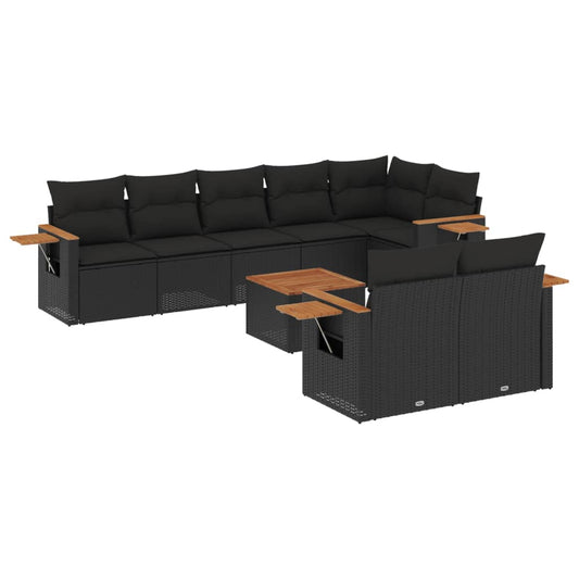 9 Piece Garden Sofa Set With Cushions Poly Rattan