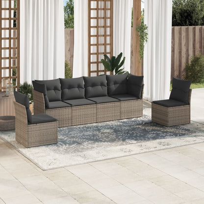 7 Piece Garden Sofa Set With Cushions Beige Poly Rattan