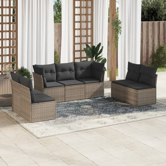 7 Piece Garden Sofa Set With Cushions Poly Rattan