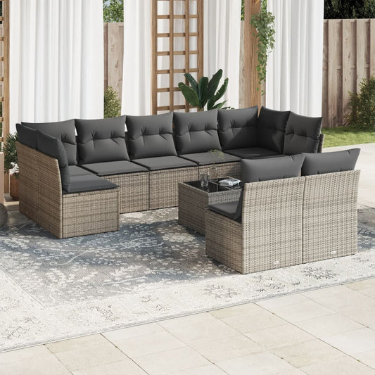 10 Piece Garden Sofa Set With Cushions Poly Rattan