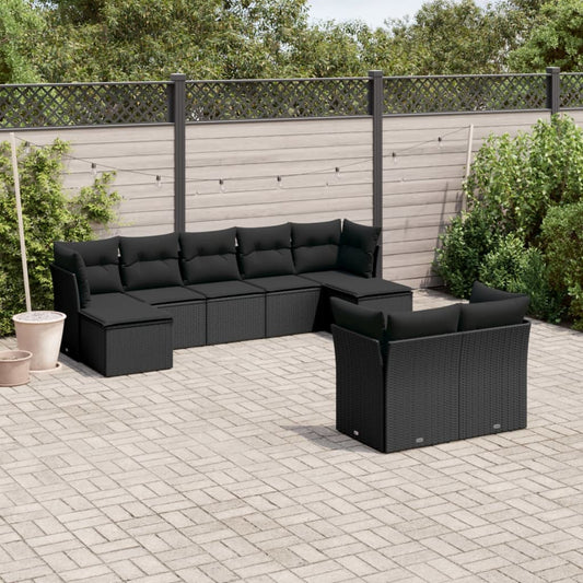 9 Piece Garden Sofa Set With Cushions Poly Rattan