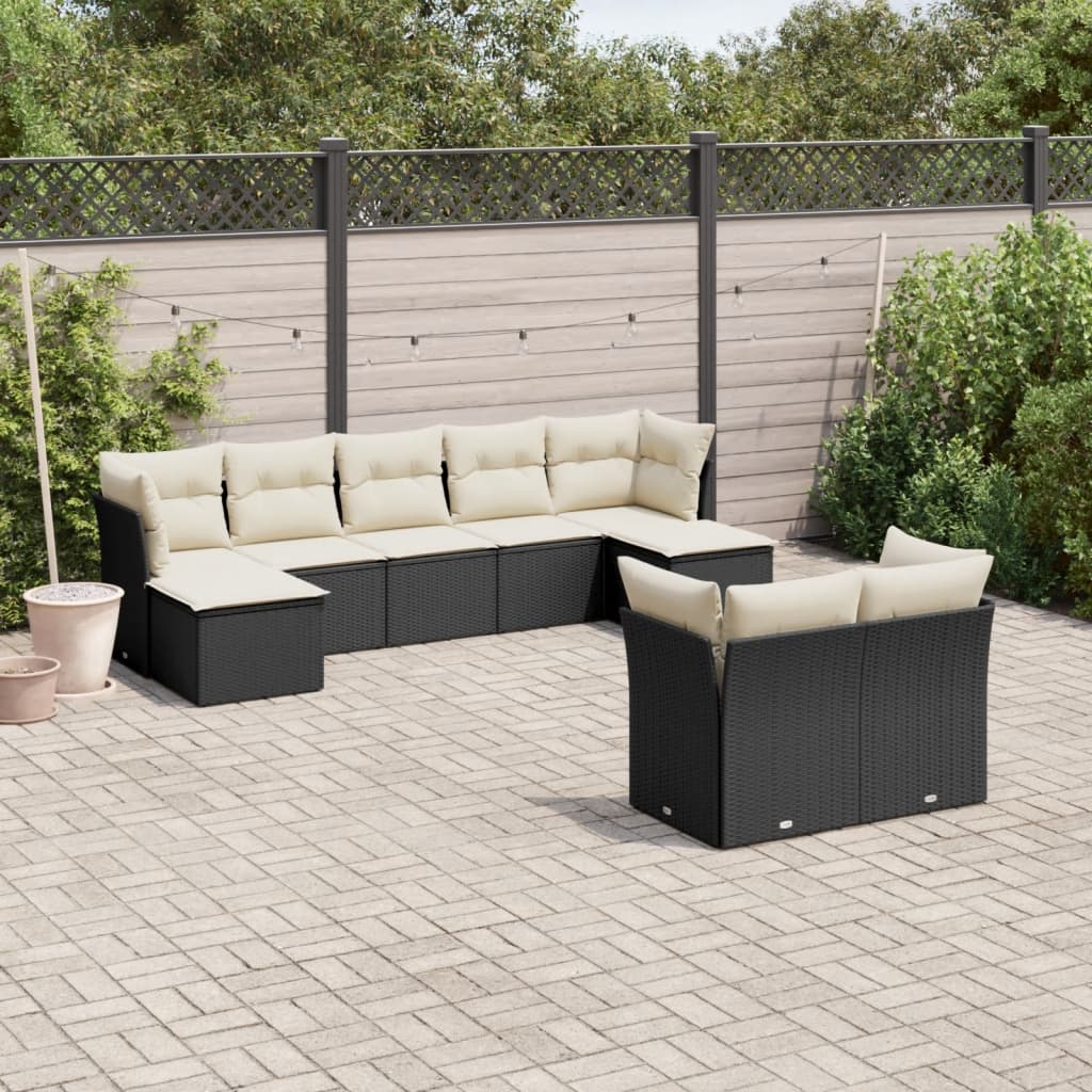 9 Piece Garden Sofa Set With Cushions Poly Rattan