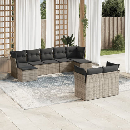 9 Piece Garden Sofa Set With Cushions Poly Rattan