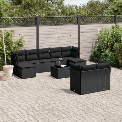 9 Piece Garden Sofa Set With Cushions Poly Rattan