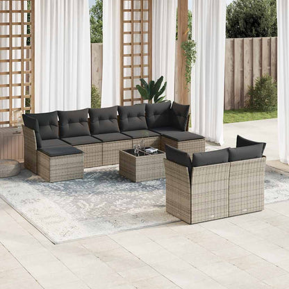 9 Piece Garden Sofa Set With Cushions Poly Rattan