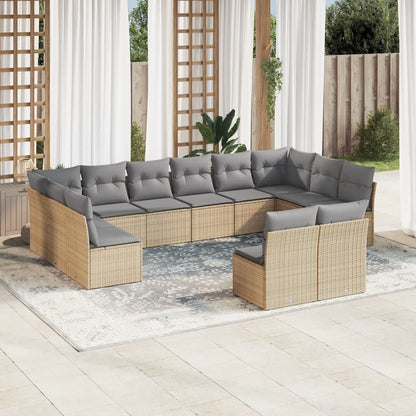 13 Piece Garden Sofa Set With Cushions Black Poly Rattan
