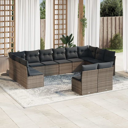 13 Piece Garden Sofa Set With Cushions Black Poly Rattan