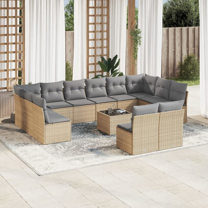 13 Piece Garden Sofa Set With Cushions Black Poly Rattan