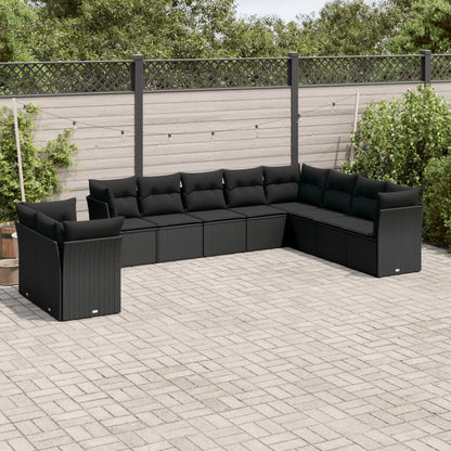 10 Piece Garden Sofa Set With Cushions Poly Rattan