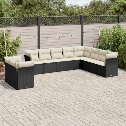 10 Piece Garden Sofa Set With Cushions Poly Rattan