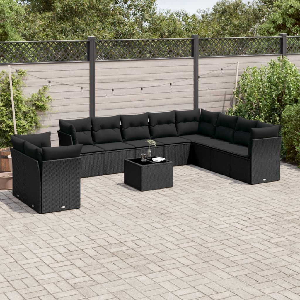 10 Piece Garden Sofa Set With Cushions Poly Rattan