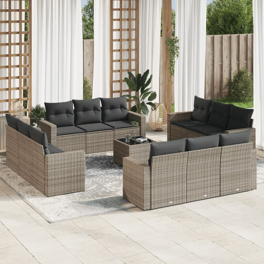 13 Piece Garden Sofa Set With Cushions Poly Rattan