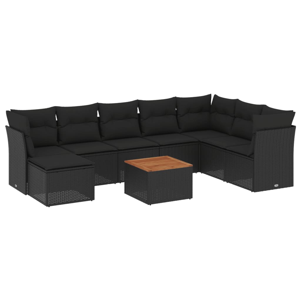 9 Piece Garden Sofa Set With Cushions Poly Rattan
