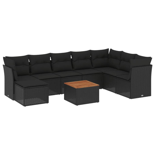 9 Piece Garden Sofa Set With Cushions Poly Rattan