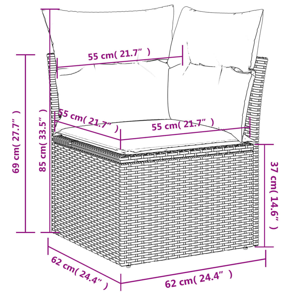 9 Piece Garden Sofa Set With Cushions Poly Rattan