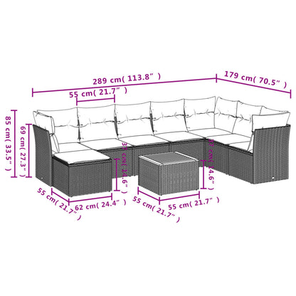 9 Piece Garden Sofa Set With Cushions Poly Rattan