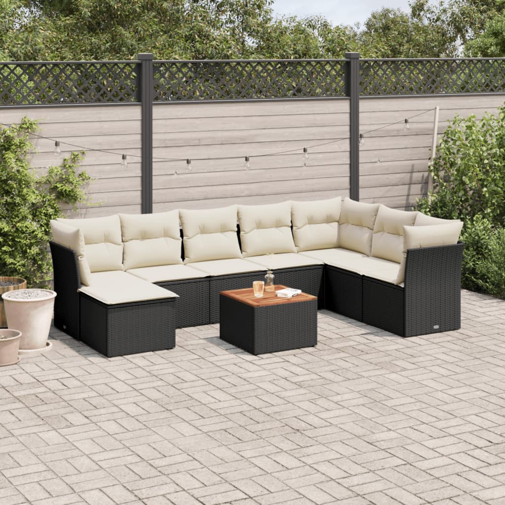 9 Piece Garden Sofa Set With Cushions Poly Rattan