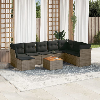 9 Piece Garden Sofa Set With Cushions Poly Rattan