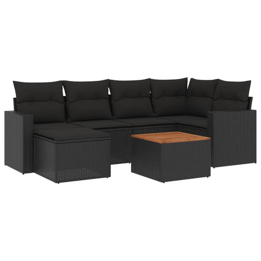 7 Piece Garden Sofa Set With Cushions Poly Rattan
