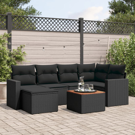 7 Piece Garden Sofa Set With Cushions Poly Rattan