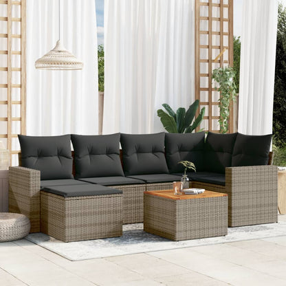 7 Piece Garden Sofa Set With Cushions Poly Rattan