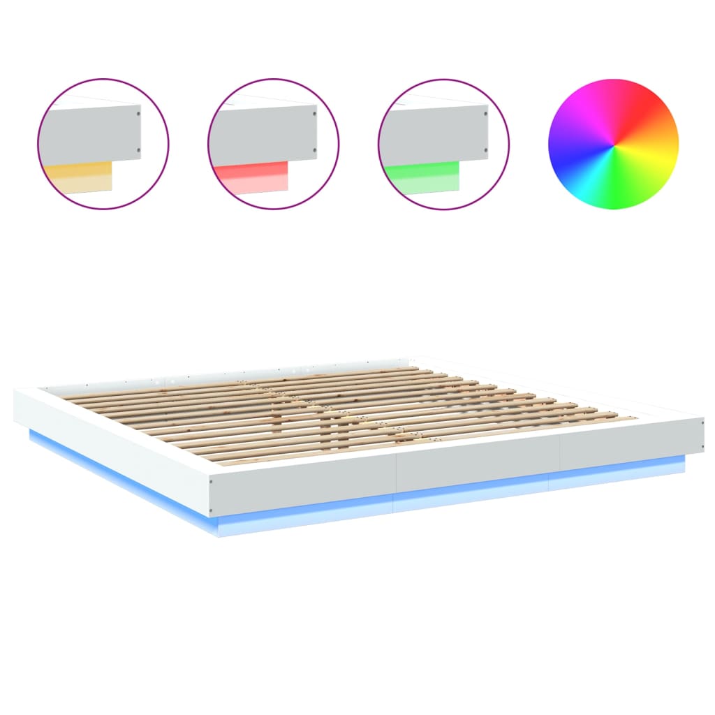Bed Frame With Led Lights Without Mattress 183X203 Cm King