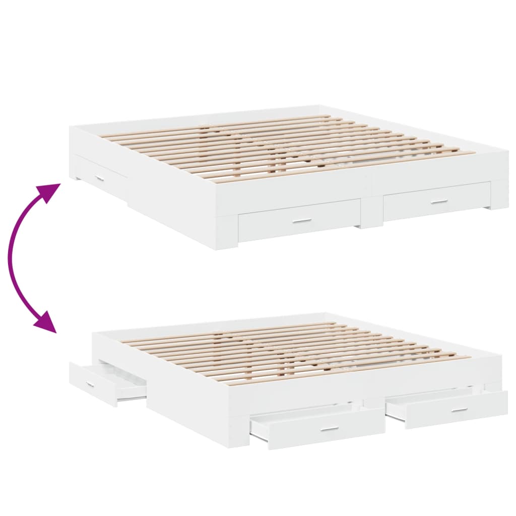 Bed Frame With Drawers Without Mattress 183X203 Cm King