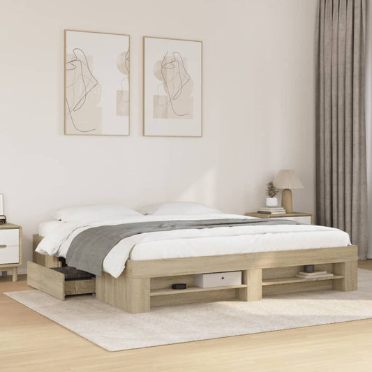 Bed Frame Without Mattress 183X203 Cm King Engineered Wood