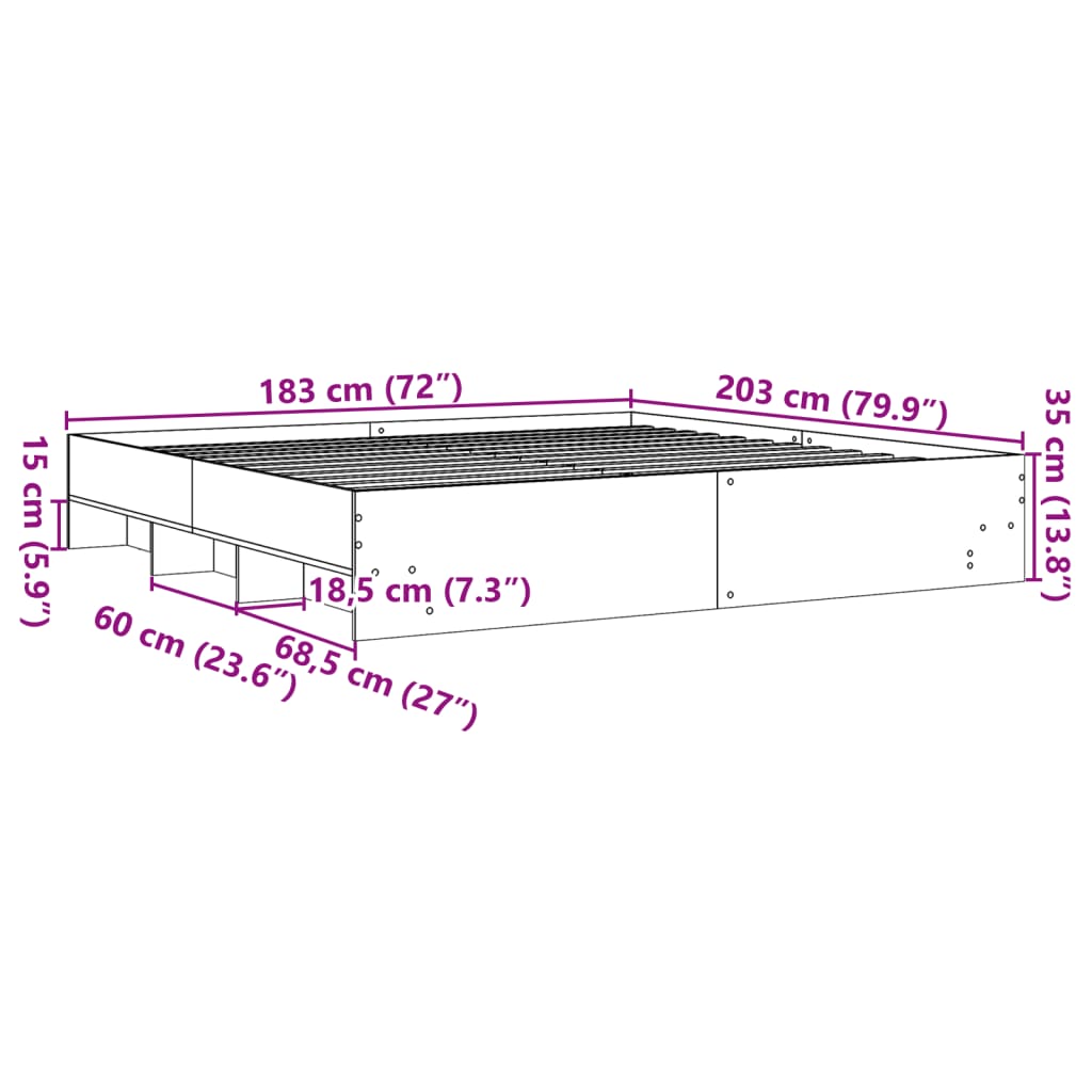 Bed Frame Without Mattress 183X203 Cm King Engineered Wood