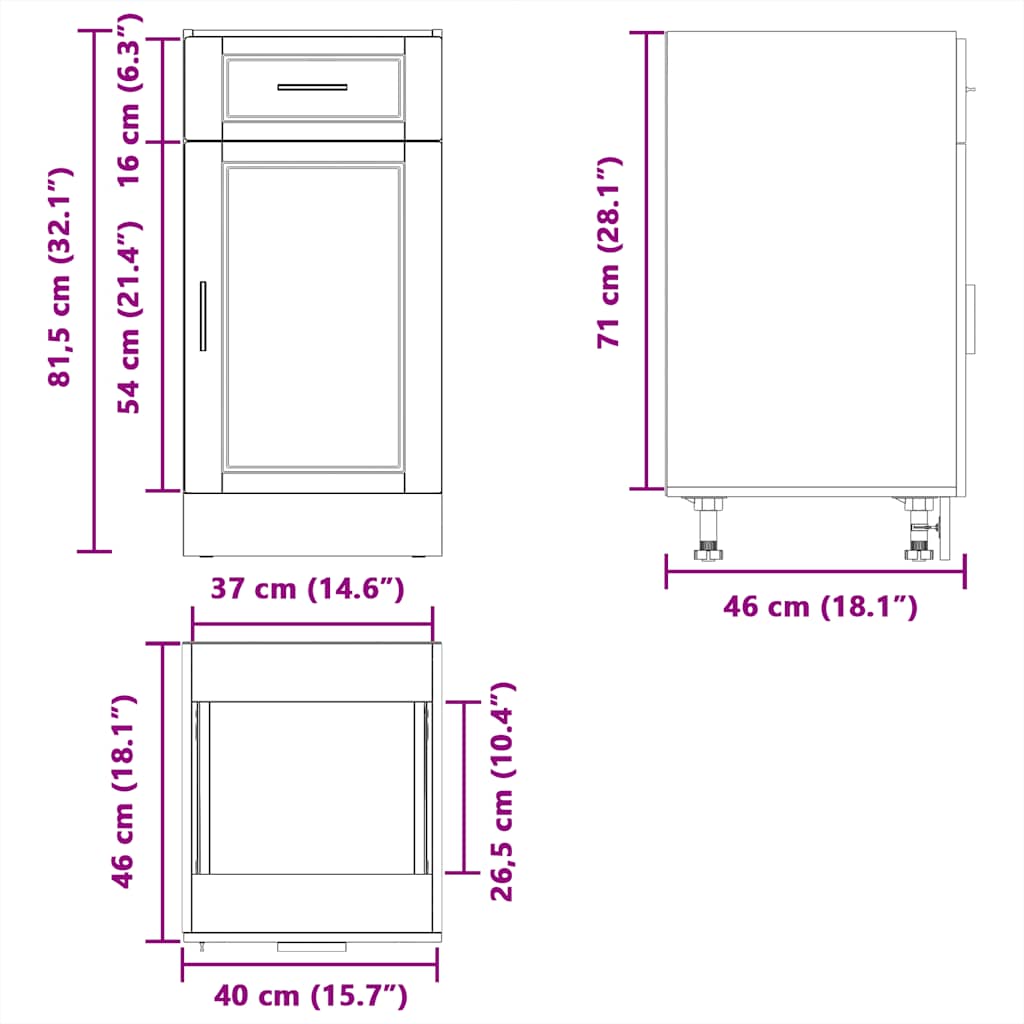 Kitchen Base Cabinet Porto Engineered Wood