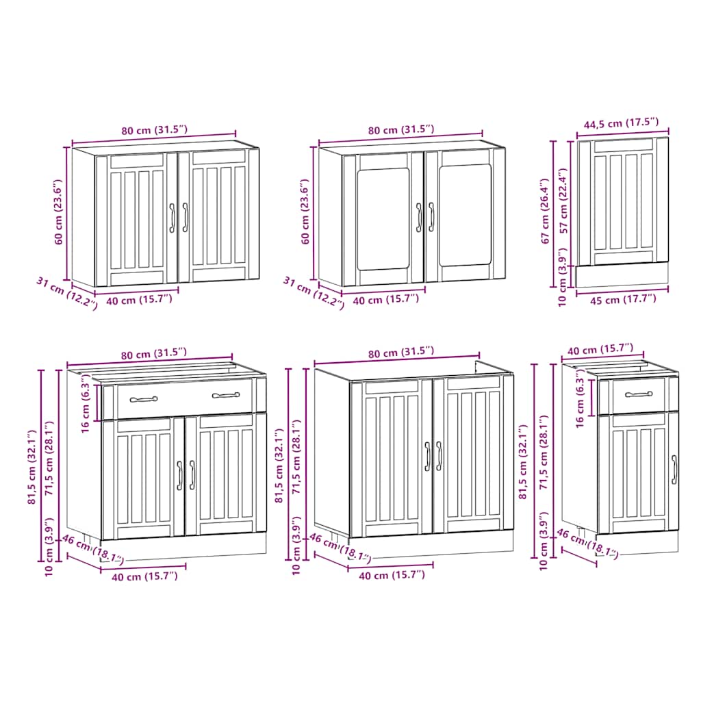 7 Piece Kitchen Cabinet Set Kalmar Engineered Wood