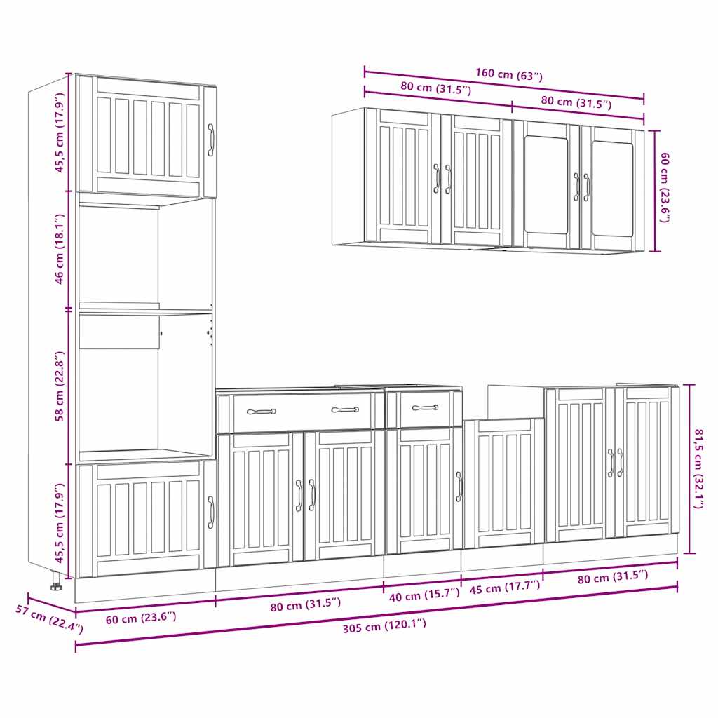 7 Piece Kitchen Cabinet Set Kalmar Engineered Wood