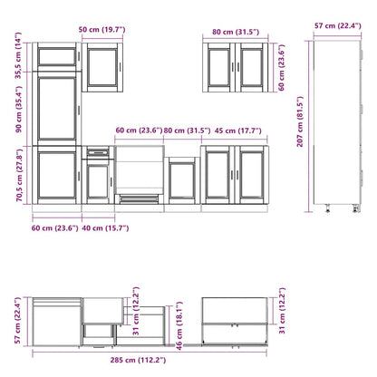 7 Piece Kitchen Cabinet Set Kalmar Engineered Wood