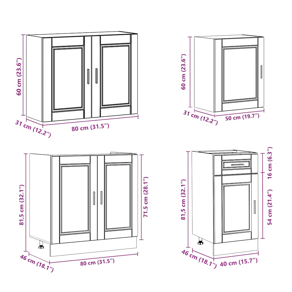 7 Piece Kitchen Cabinet Set Kalmar Engineered Wood