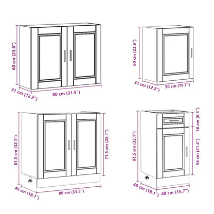 7 Piece Kitchen Cabinet Set Kalmar Engineered Wood