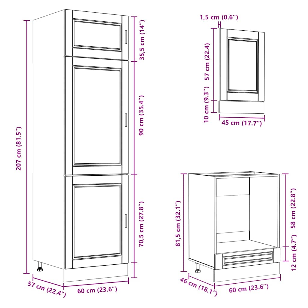7 Piece Kitchen Cabinet Set Kalmar Engineered Wood