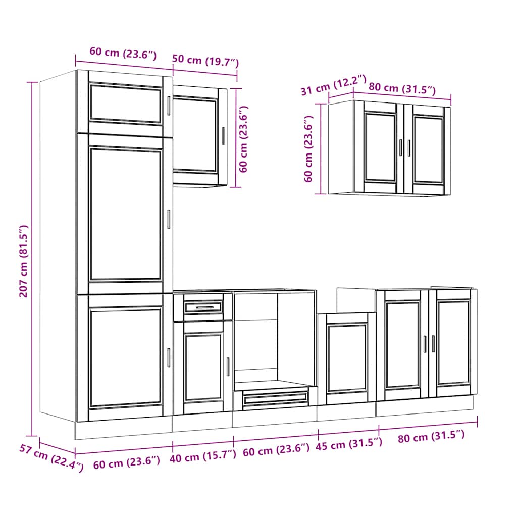 7 Piece Kitchen Cabinet Set Kalmar Engineered Wood