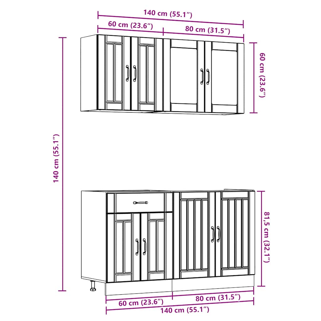 4 Piece Kitchen Cabinet Set Kalmar Engineered Wood