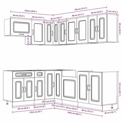 11 Piece Kitchen Cabinet Set Kalmar Engineered Wood