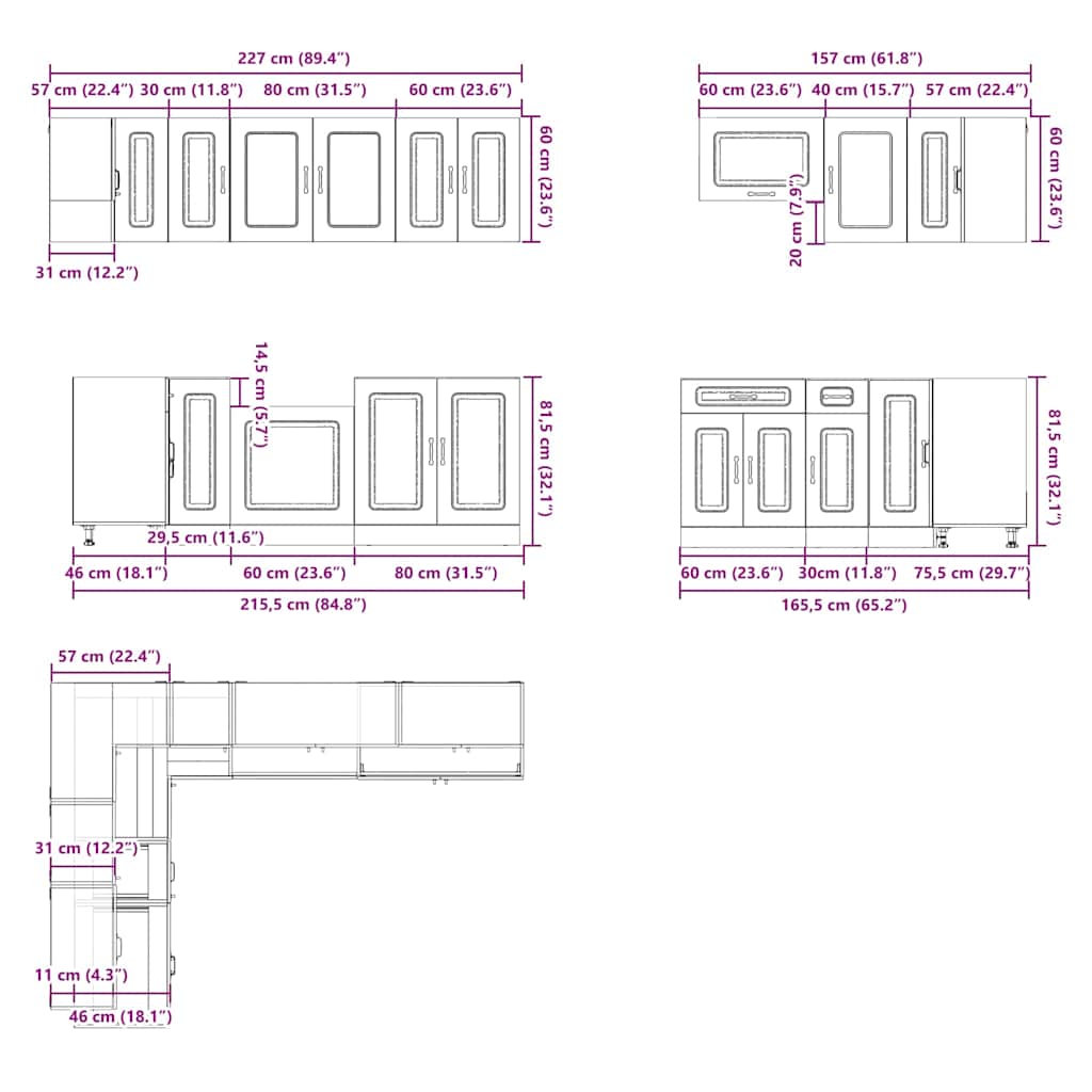 11 Piece Kitchen Cabinet Set Kalmar Engineered Wood