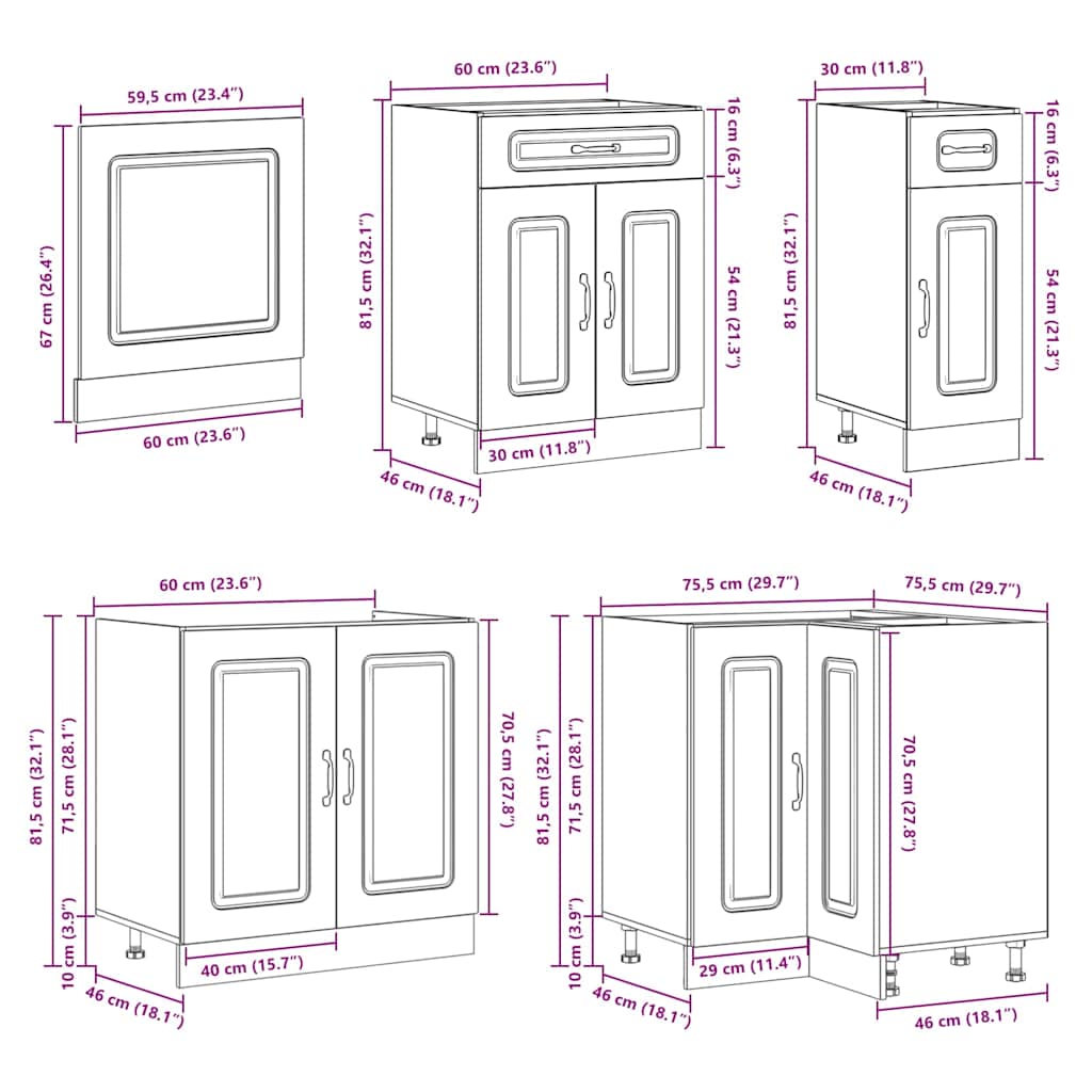 11 Piece Kitchen Cabinet Set Kalmar Engineered Wood