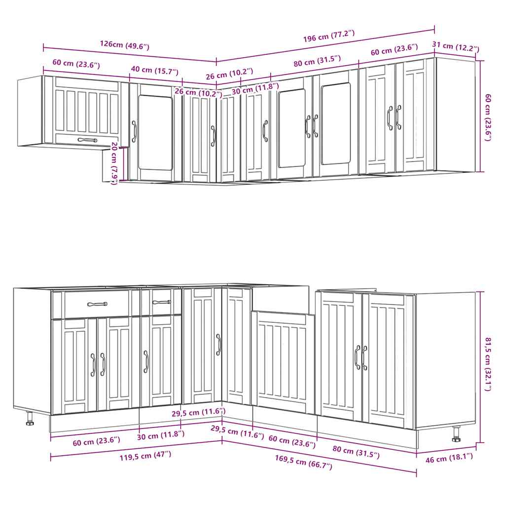 11 Piece Kitchen Cabinet Set Lucca Engineered Wood