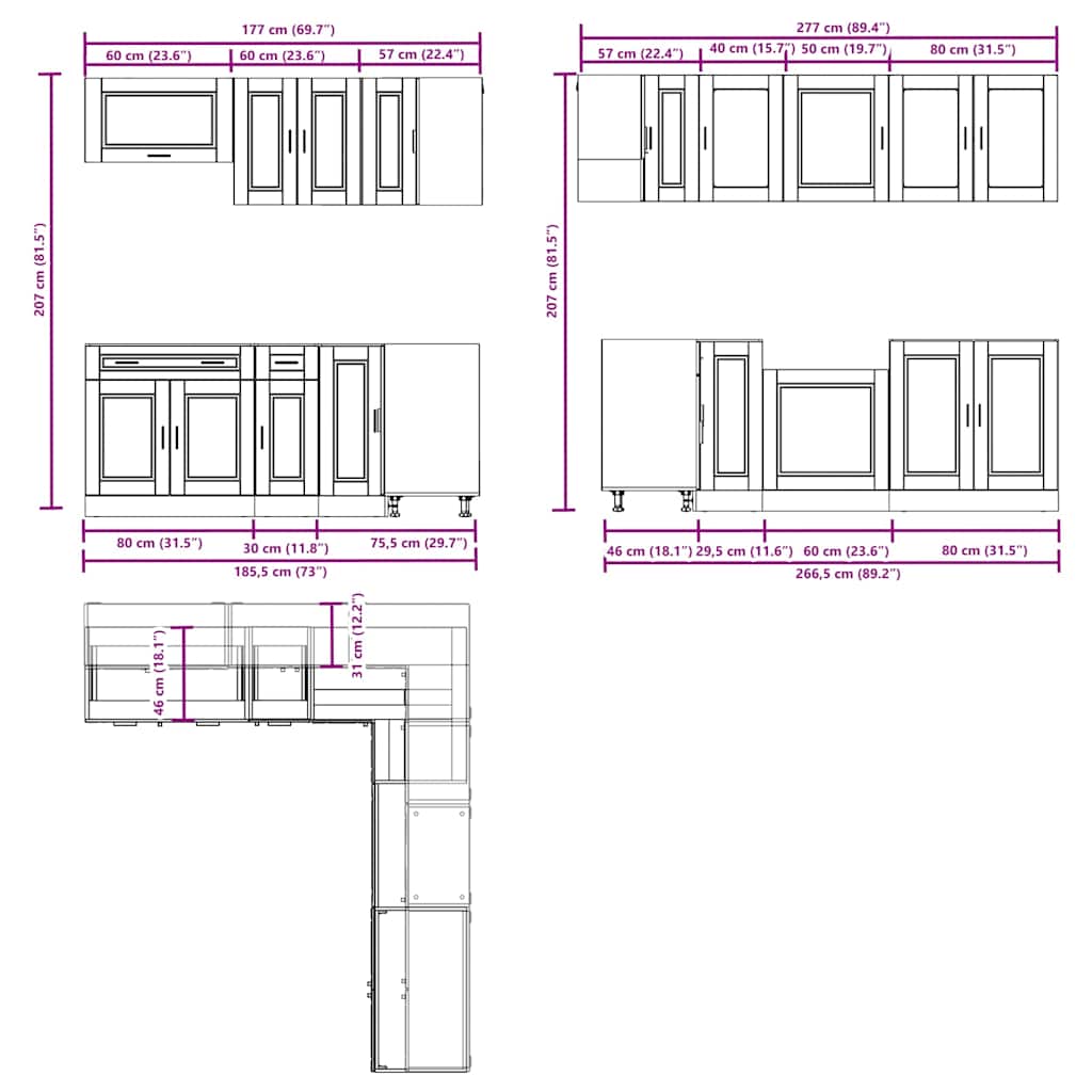 11 Piece Kitchen Cabinet Set Porto Engineered Wood