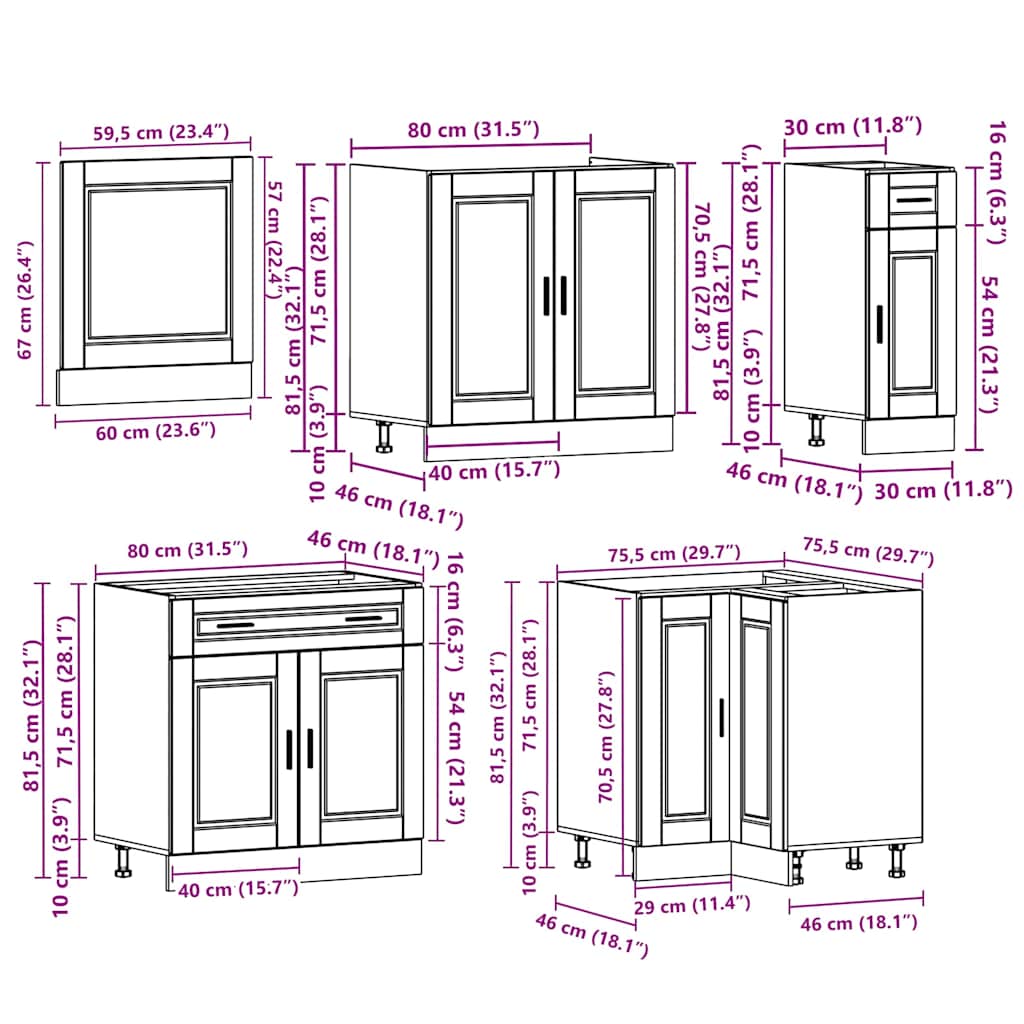 11 Piece Kitchen Cabinet Set Porto Engineered Wood