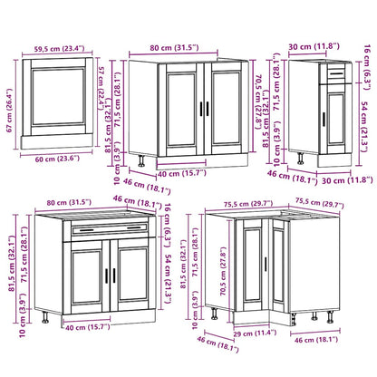 11 Piece Kitchen Cabinet Set Porto Engineered Wood