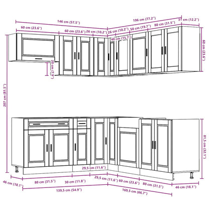 11 Piece Kitchen Cabinet Set Porto Engineered Wood
