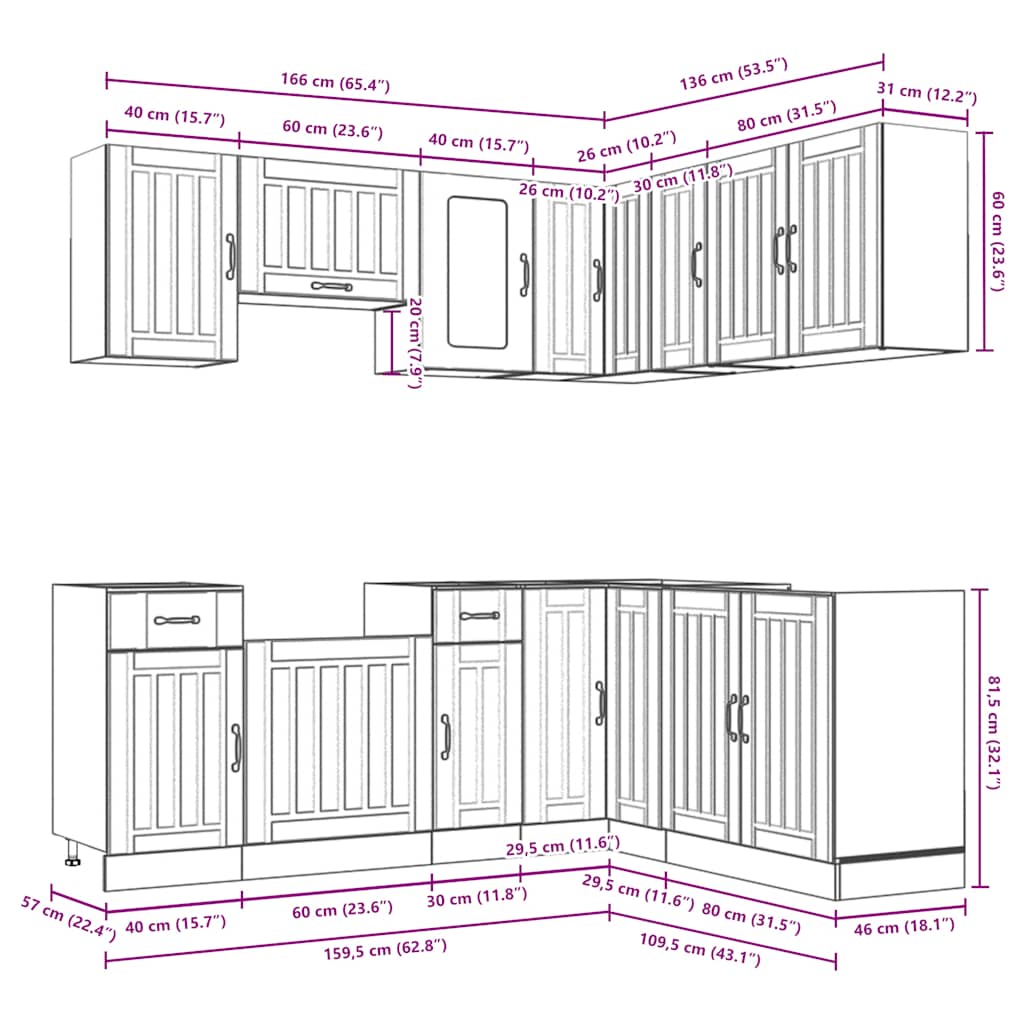 11 Piece Kitchen Cabinet Set Kalmar Engineered Wood